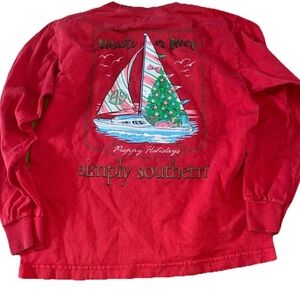 Simply Southern Red Festive Sailboat Shirt size m